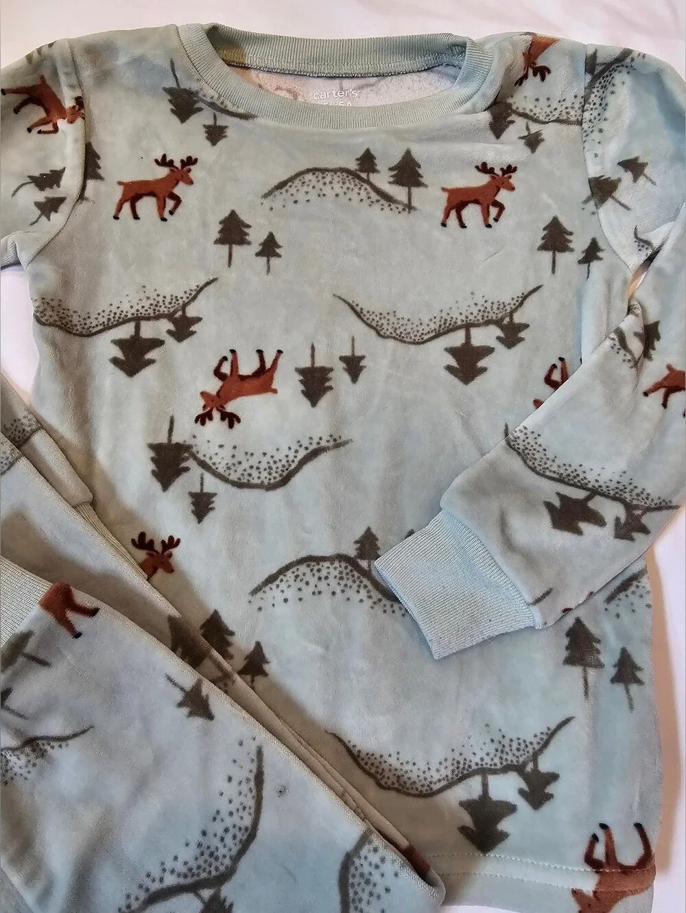 Carter's Sage Green Woodland Winter Pajamas- 5T